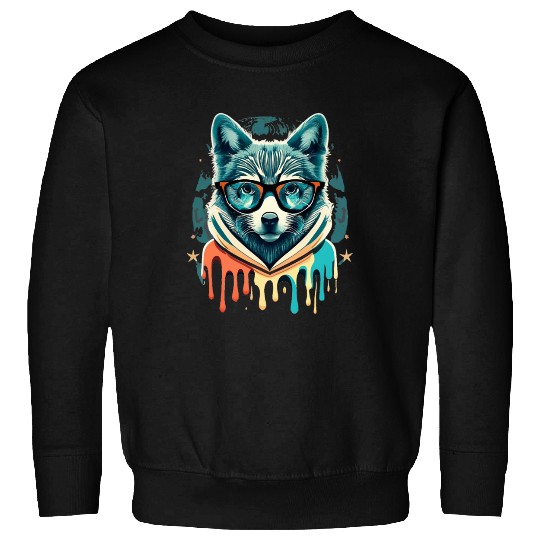 Hipster Wolf Drip Sweatshirts