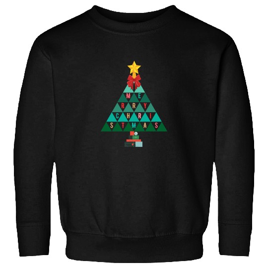 Merry Christmas tree (black bg) using triangles Sweatshirts