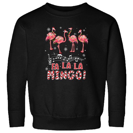 Candy Cane Flamingoes Fa La La Mingo Flamingo Sweatshirts
