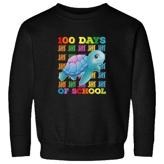 100 Days Of School Turtle Teacher Student Sweatshirts