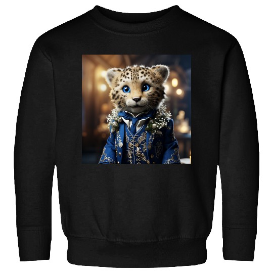 Cute Cheetah Cub Blue Eyes Tuxedo Cat Sweatshirts