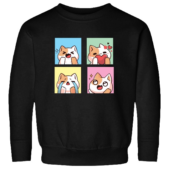 four cute cat reaction Sweatshirts