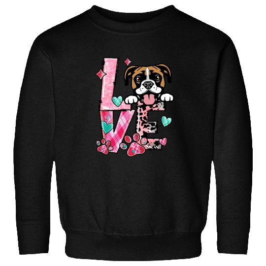 Boxer Dog I Love My Dog Valentines Day Sweatshirts