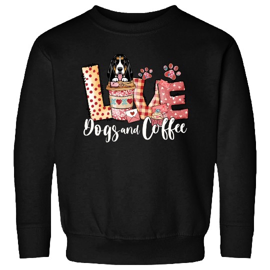 Basset Dog Coffee Lover Dog Mom Valentines Day Sweatshirts