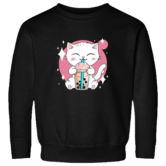 Kawaii Bubble Tea Cat Boba Milk Sweatshirts