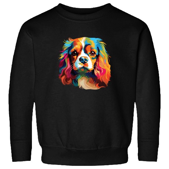 Watercolor Colorful Cavalier King Charles Spaniel Sweatshirts