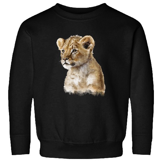 Baby Lion Aesthetic Watercolor Painting Portrait Sweatshirts