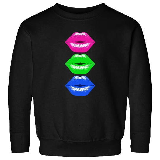 3 Kissing Lips Neon Colors Sweatshirts