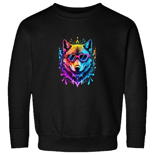 Wolf Neon Splash Sweatshirts
