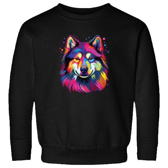 Watercolor Colorful Alaskan Malamute Sweatshirts