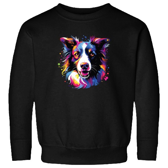 Watercolor Colorful Border Collie Sweatshirts