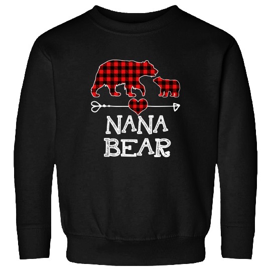 Nana Bear Pajama Red Plaid Buffalo Family Sweatshirts