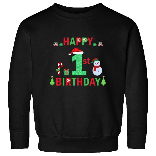 First Birthday On Christmas Baby Bodysuits Sweatshirts