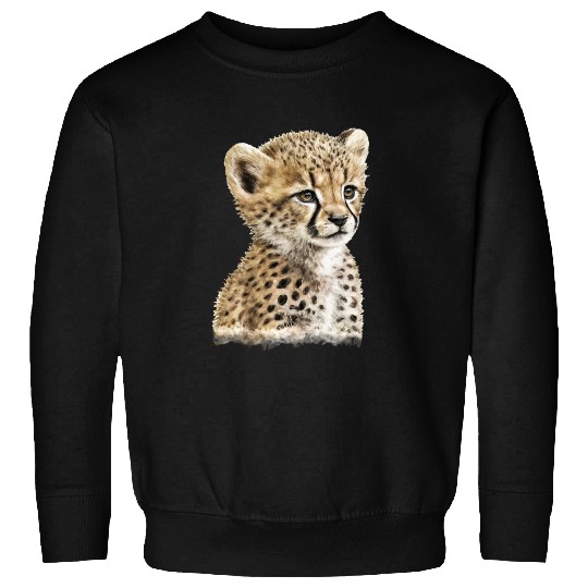 Baby Cheetah Watercolor Painting Portrait Sweatshirts