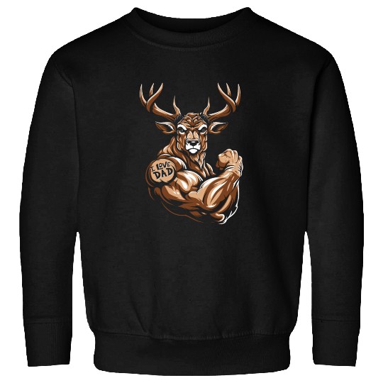 Deer Biceps Tattoo I Love Dad Sweatshirts