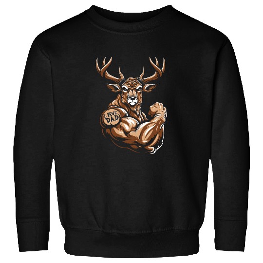 Deer Biceps Tattoo I Love Dad Sweatshirts