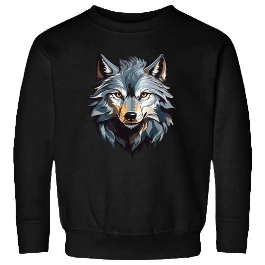 Majestic Wolf Face Illustration Sweatshirts