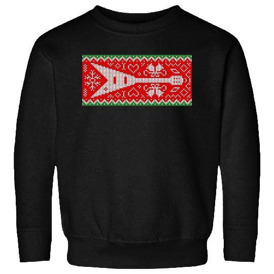 Christmas Pattern With Heavy Metal Electric Guitar Sweatshirts