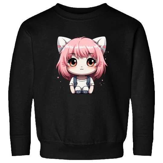 kawaii cat face with cat head Sweatshirts