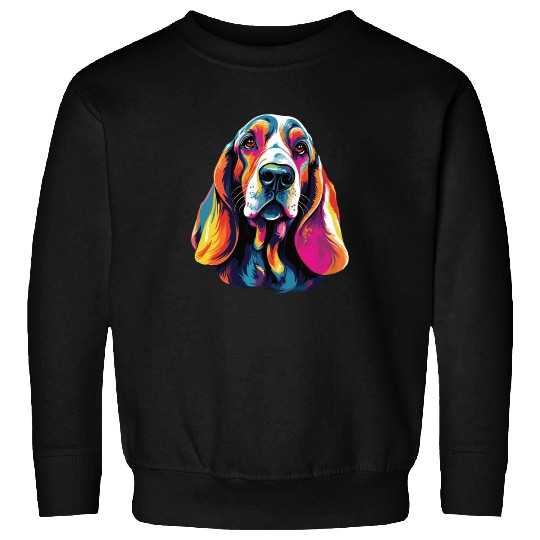 Watercolor Colorful Basset Hound Sweatshirts