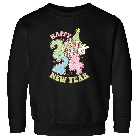 Happy New Year 2024 disco ball party Sweatshirts