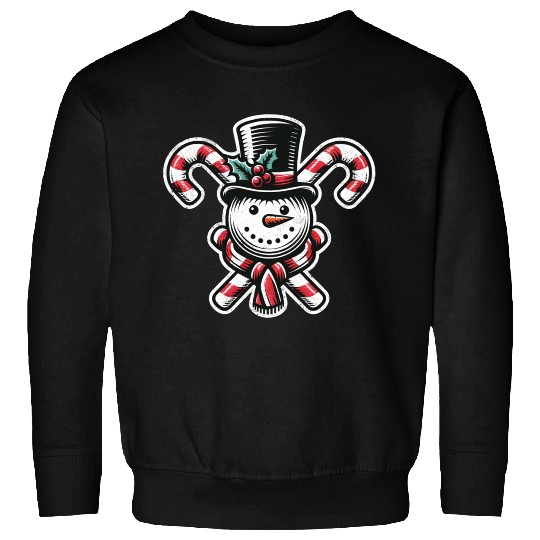 Candy Cane Cheer - snowman with Top Hat design Sweatshirts