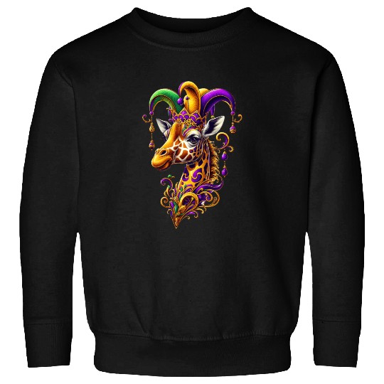 Mardi Gras giraffe with fool's hat Sweatshirts