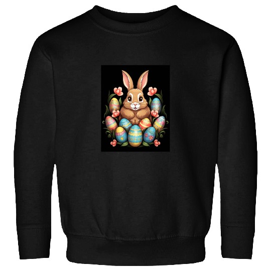Easter Bunny Rabbit Colorful Eggs Easter Egg Hunt Sweatshirts