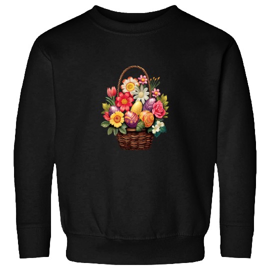 Easter Day Easter Egg Basket Spring Flowers Sweatshirts