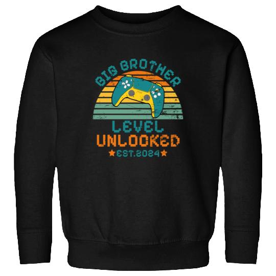 Level Unlocked Vintage Retro Gamer Big Brother Sweatshirts