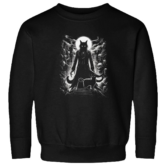 scary horror black cat Sweatshirts