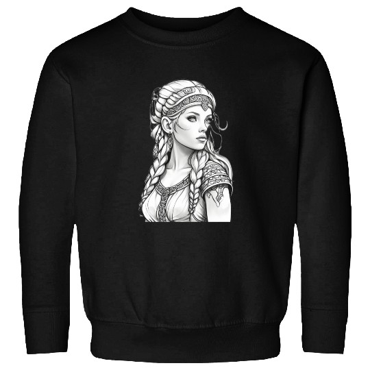 Viking female hairstyles grayscale Sweatshirts