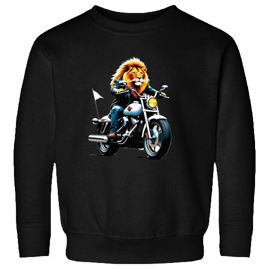Lion Riding Motorcycle Sweatshirts