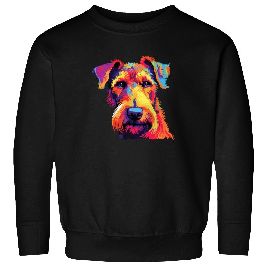 Watercolor Colorful Airedale Terrier Sweatshirts
