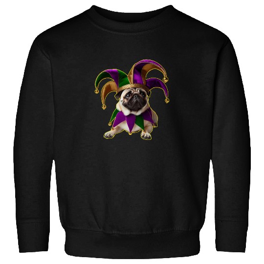 Mardi Gras Pug with Jester Hat Sweatshirts