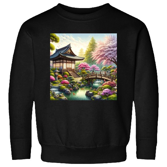 Spring Serenity in Japanese Garden Sweatshirts