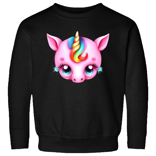 Pink Baby Rainbow Unicorn Head Sweatshirts