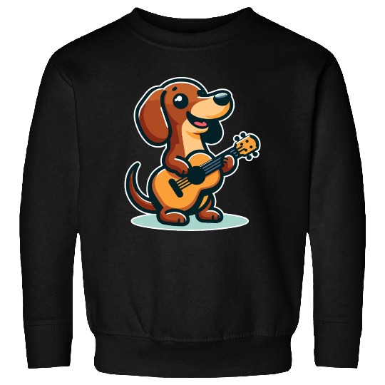 Cute Dachshund playing Guitar Sweatshirts