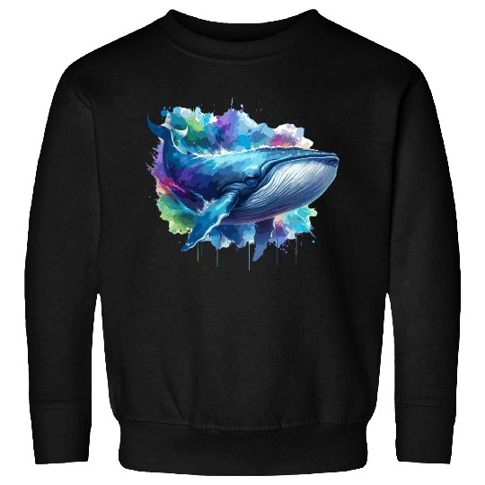 Blue Whale Colourful background Sweatshirts