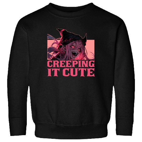 Creeping It Cute Creepy Anime Girl Harajuku Goth O Sweatshirts