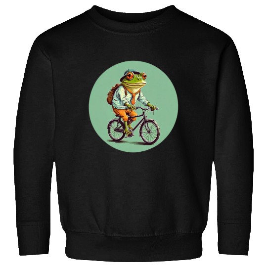 Frog Riding Bike Sweatshirts
