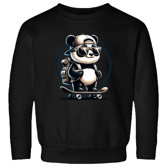 Panda on Skateboard Sweatshirts
