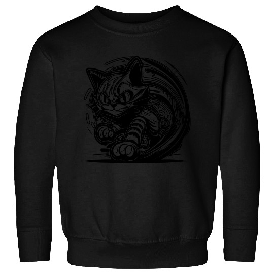 Clumsy Wild House Cat In Tattoo Style Sweatshirts
