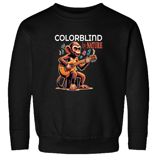 Colorblind by Nature, Melodic Monkey Strums Sweatshirts