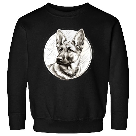 German sheperd puppy portrait pencil sketch Sweatshirts