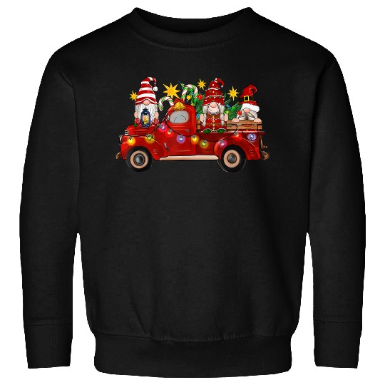 Three Gnomes In Red Truck Sweatshirts