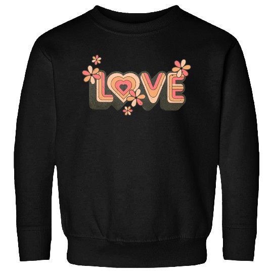 1960s Retro Hippie Floral Love Design Sweatshirts