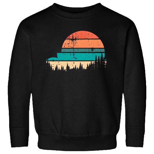 Retro Evergreen Sunset Stepped Circle Design Sweatshirts