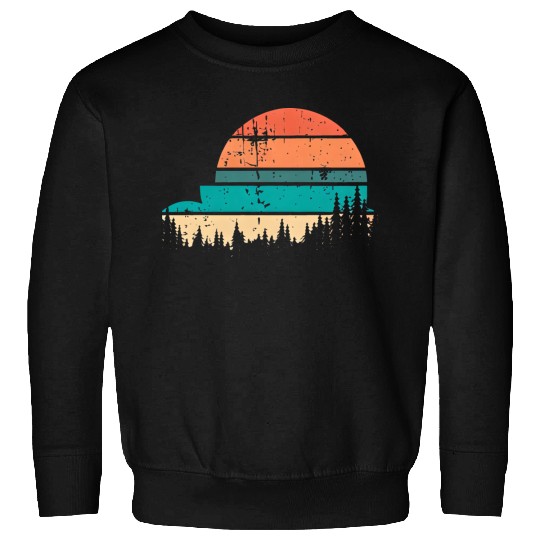 Retro Evergreen Sunset Stepped Circle Design Sweatshirts