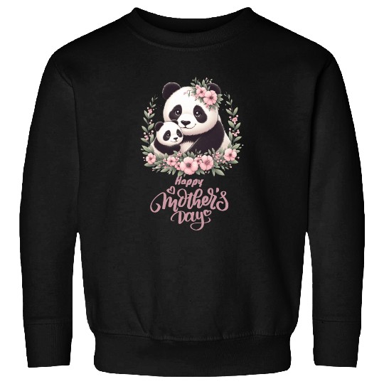 Happy Mother's Day Floral Wreath Mum Panda Sweatshirts